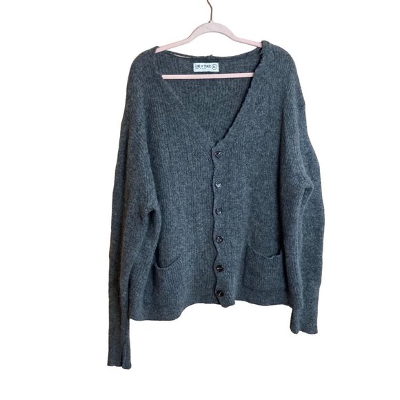 Line of Trade 100% Shetland Wool Gray V-Neck Button Front Cardigan Sweater 2XL - Picture 1 of 9
